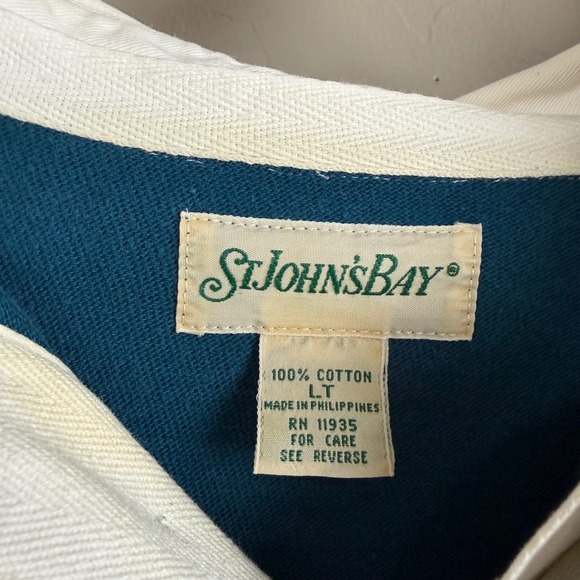 Vintage St.Johns Bay Striped Longsleeve Rugby Collar Shirt size Large - Picture 3 of 6